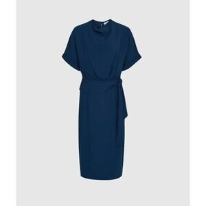 REISS Lola Teal Viscose Midi Dress Size US 0